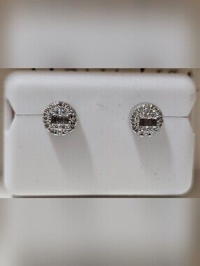 Moissanite 925 Silver Halo Round Stud Earrings, 0.50 CTW, MSRP $200